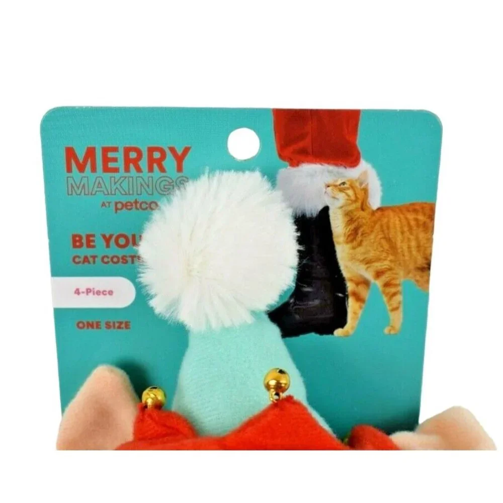 Merry Makings Be Your Elf 4 Piece Christmas Holiday Cat Costume New